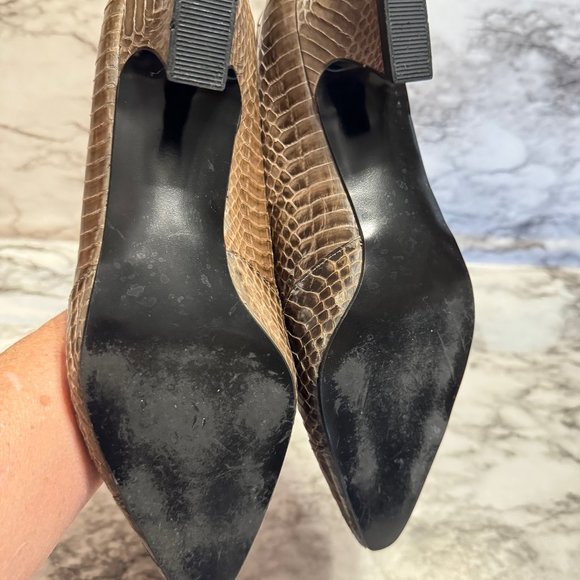 🎉😀CLEARANCE SALE!😀🎉J. RENEE Bronze Metallic Leather and Genuine Python Pumps 8M - Picture 6 of 7